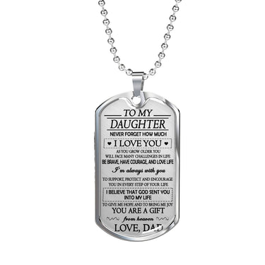 Father To My Daughter Dog Tag Necklace For Little Girl - Dad Daughter Gifts Luxu